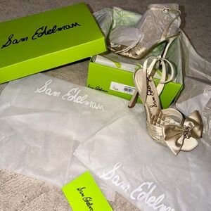 Sam Edelman Ivory Satin Bow Heels – Size 8 - New in Box